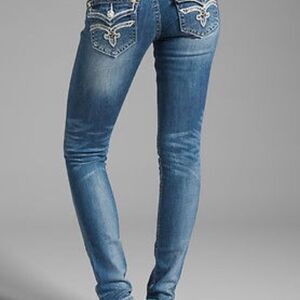 Rock Revival Etty Distressed Bejeweled‎ Skinny Jeans Sz 26